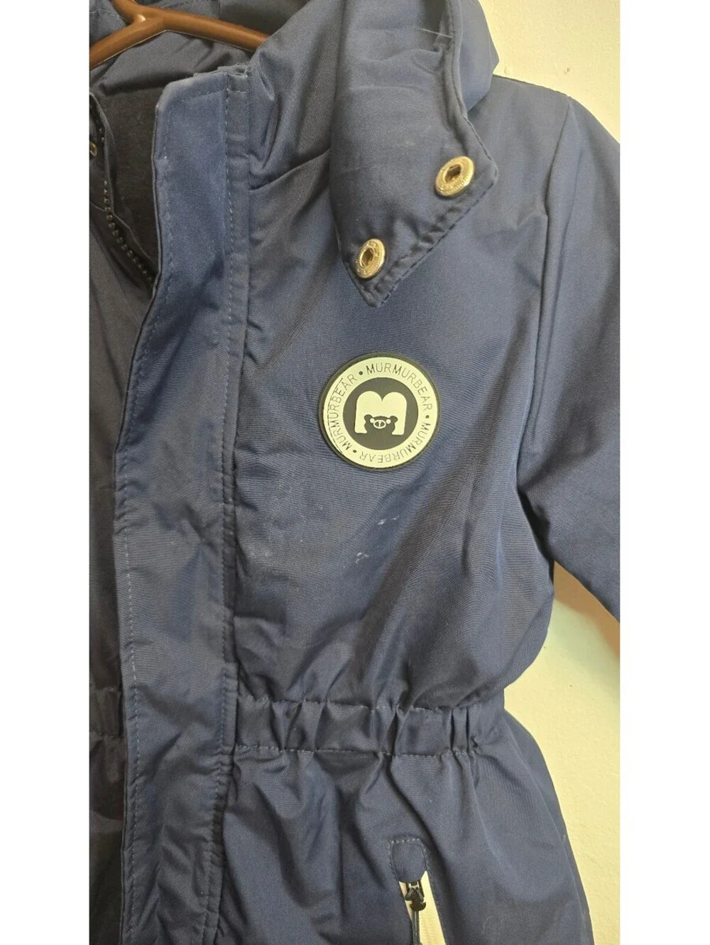 MurmurBear Kids Winter Snowsuit Navy Blue Hooded Insulated 120 cm